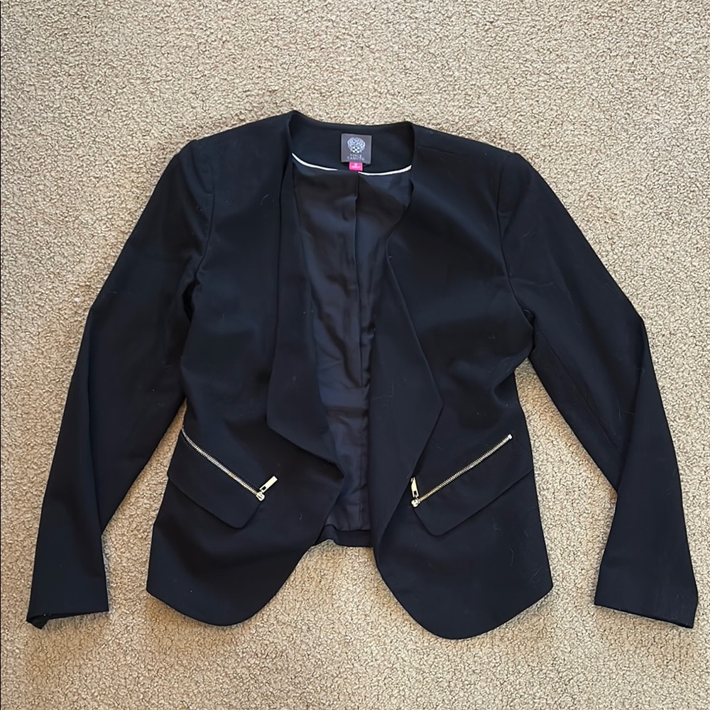 Black Women's Jacket with Silver Zipper Accents